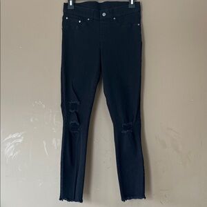 HUE Black Distressed Ripped Skinny Jeans Fitted Small Extra Small